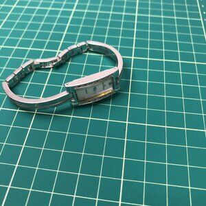 ANNE KLEIN Silver Diamond Accent Rectangle Watch 10/7871 VXOOA Needs battery